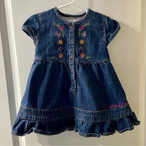 Floral Embroidered Denim Dress for Kids
